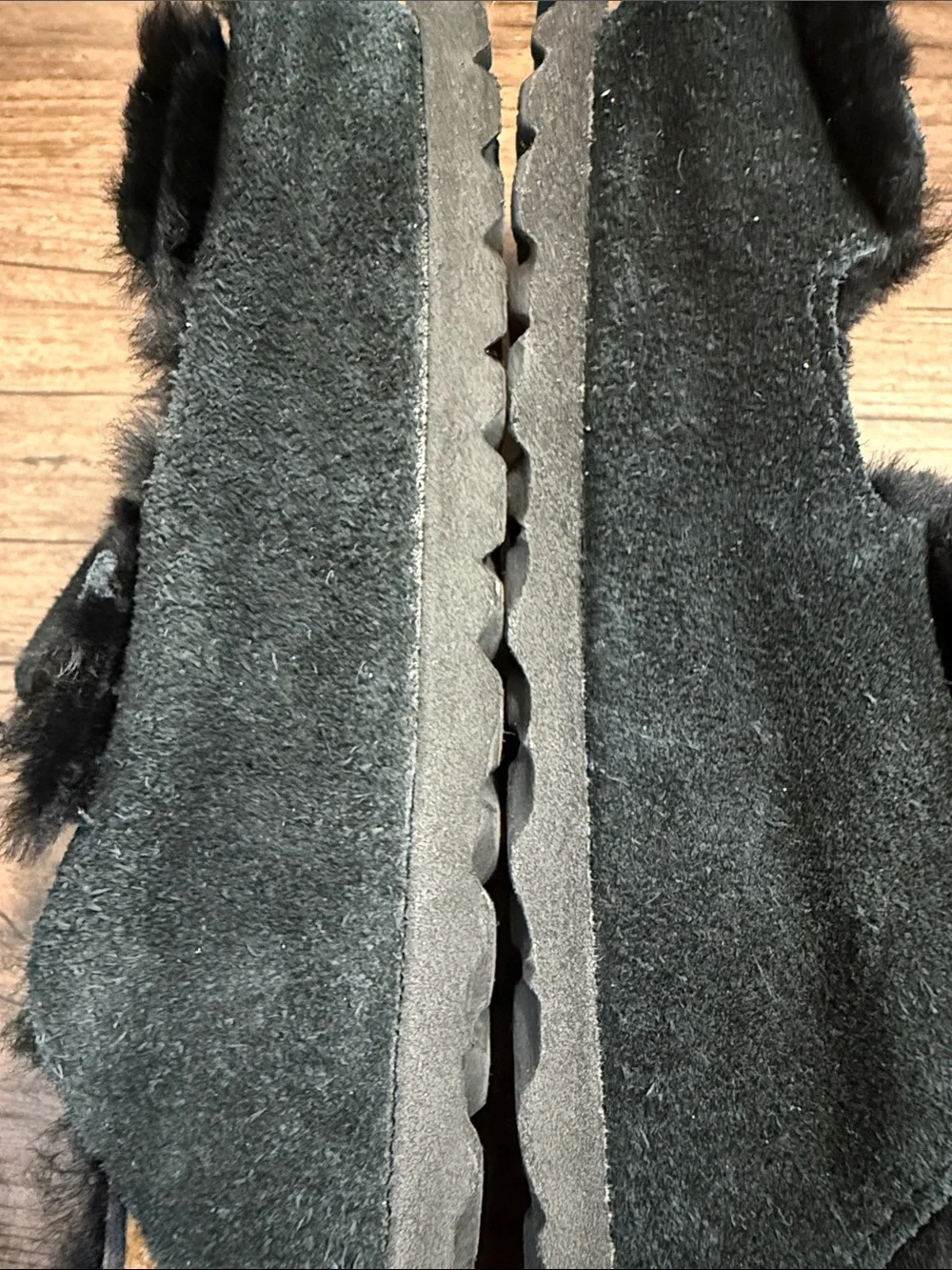 Birkenstock Black Faux-Shearling Slide with Branded Strap Birkenstock Black Faux-Shearling Slide with Branded Strap main image 4
